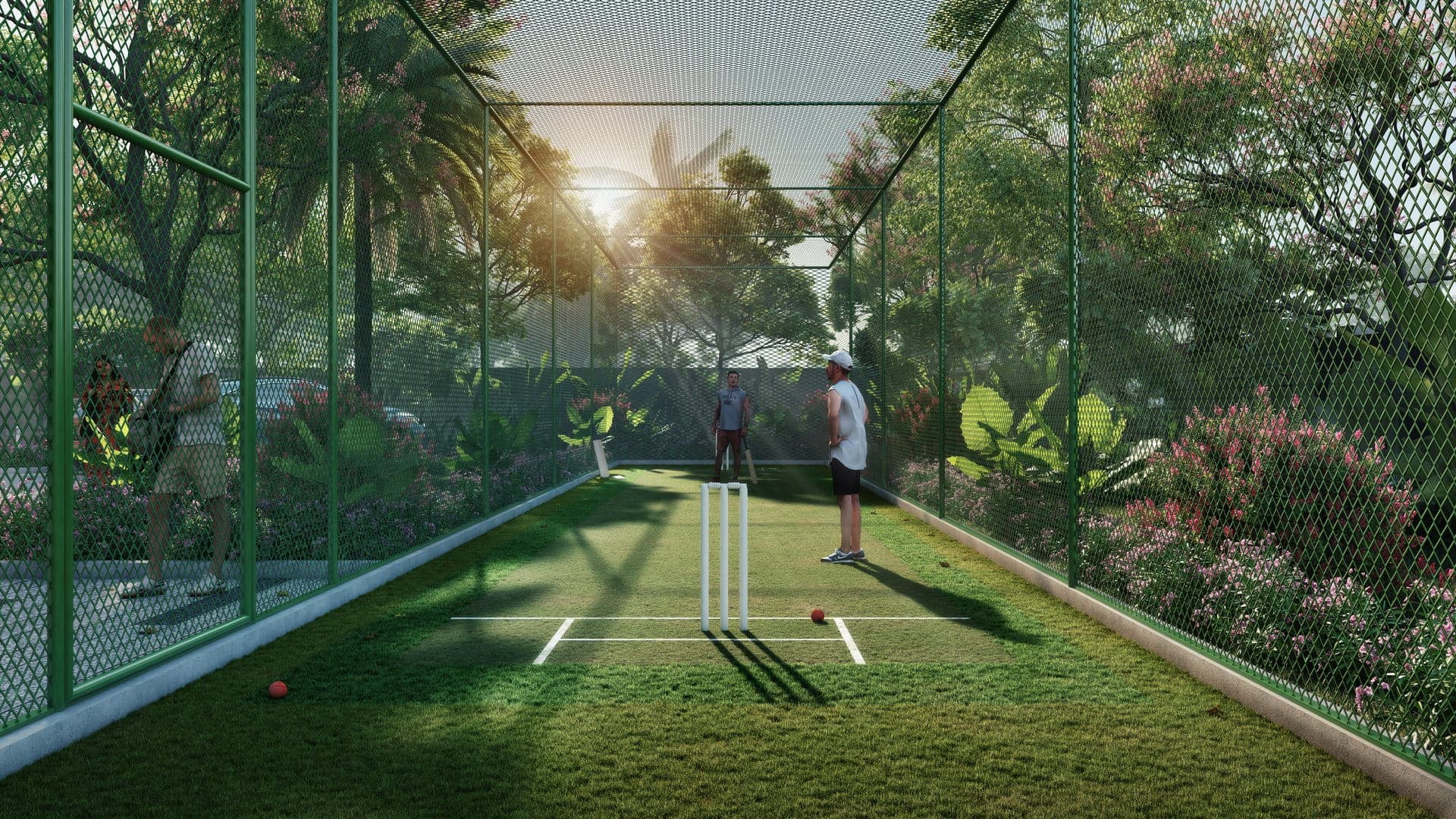 The cricket pitch in the grounds