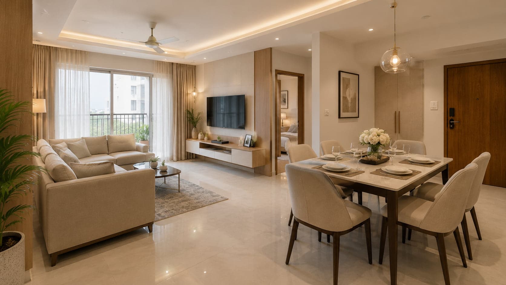 Living room with a balcony door
